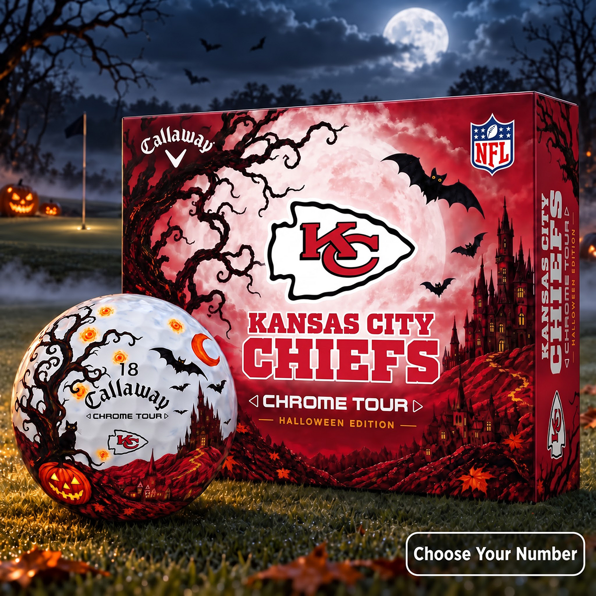 Exclusive NFL x KC Halloween Edition Personalized Golf Ball