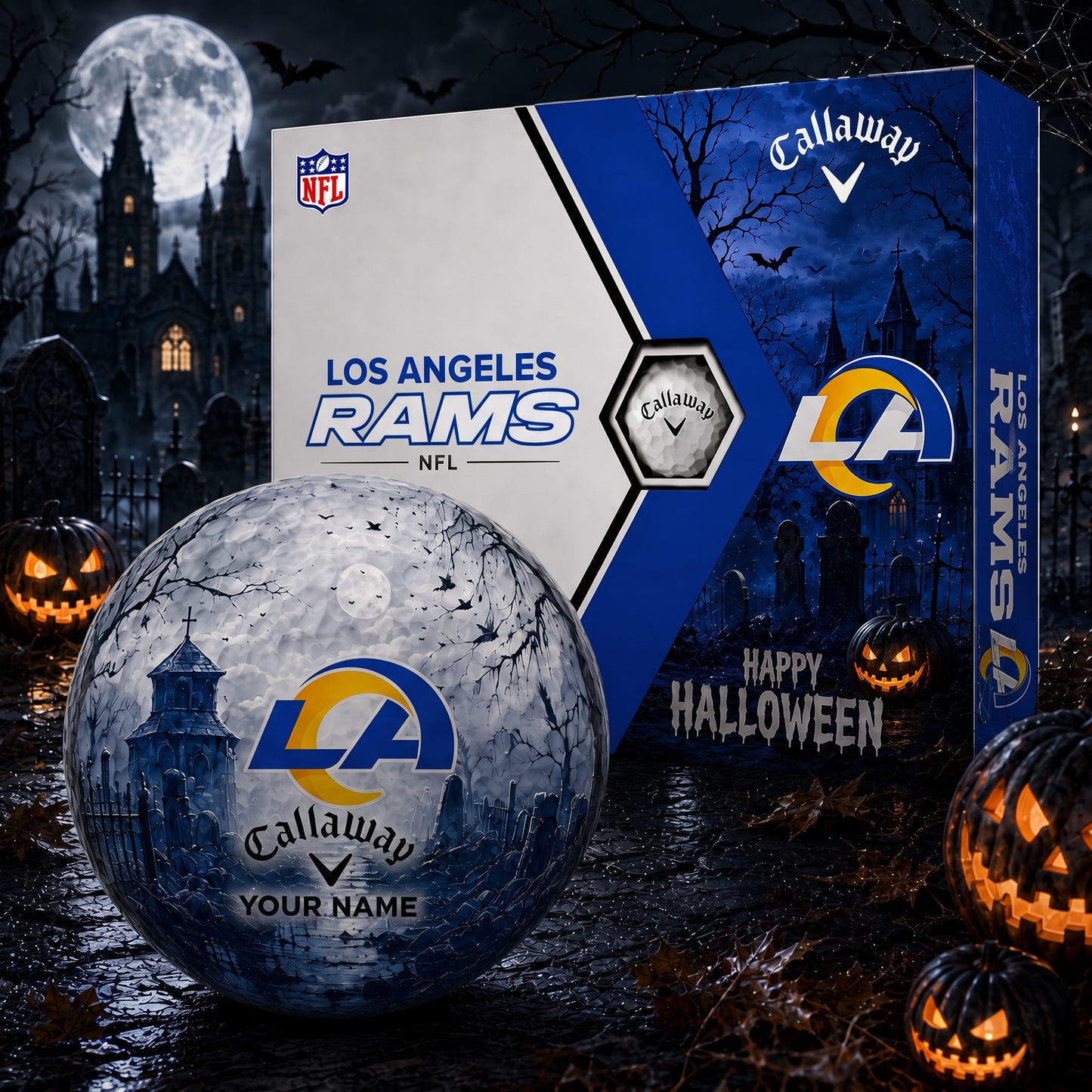 Exclusive NFL x LAR Halloween V1 Personalized Name Golf Ball