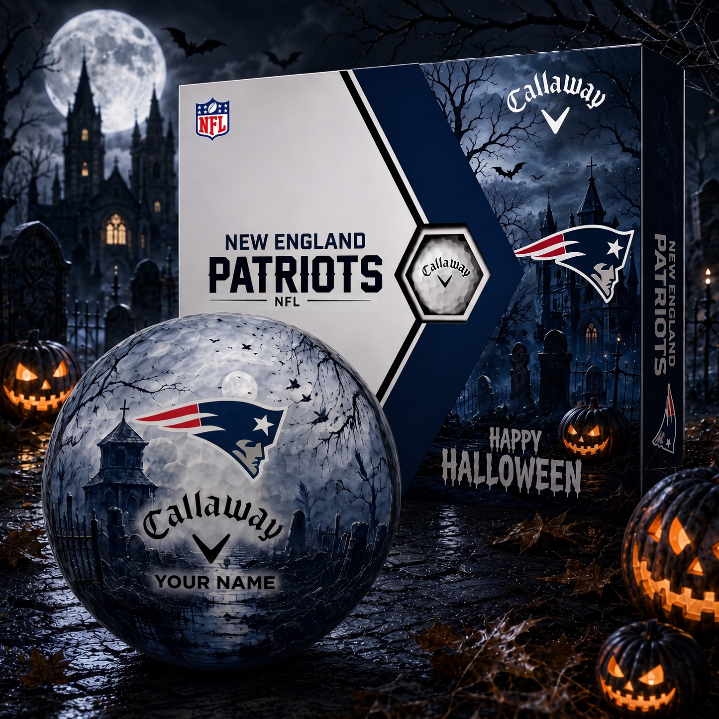 Exclusive NFL x NE Halloween V1 Personalized Name Golf Ball