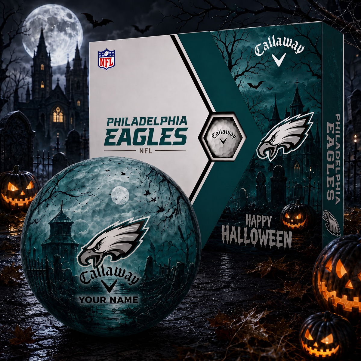 Exclusive NFL x PHI Halloween V1 Personalized Name Golf Ball