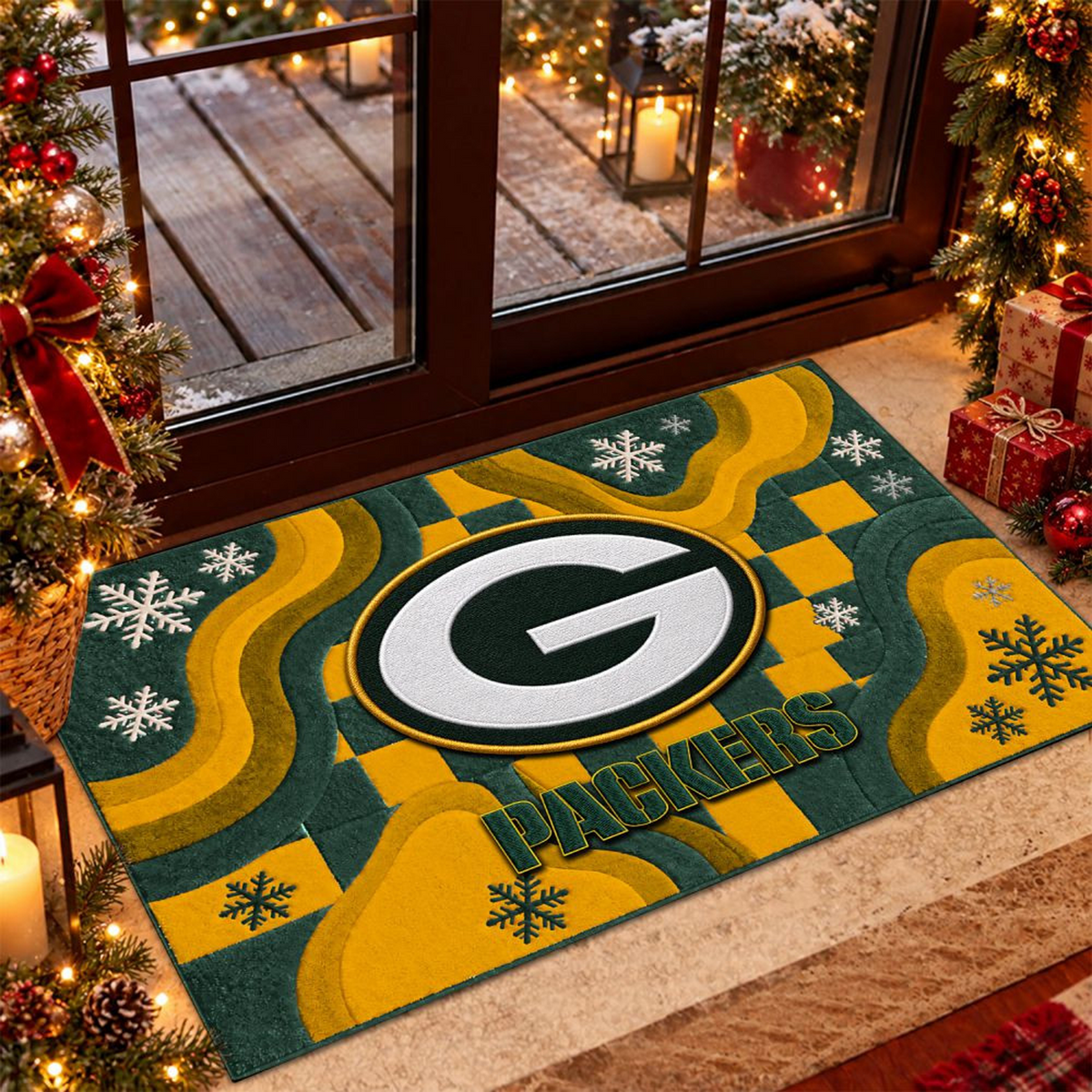 GB x NFL Christmas Doormat