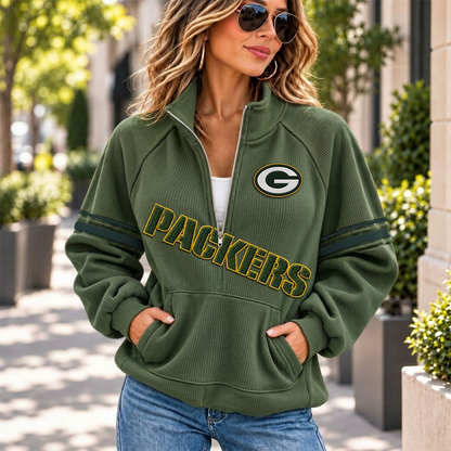 GB x NFL Corduroy half-zip sweatshirt