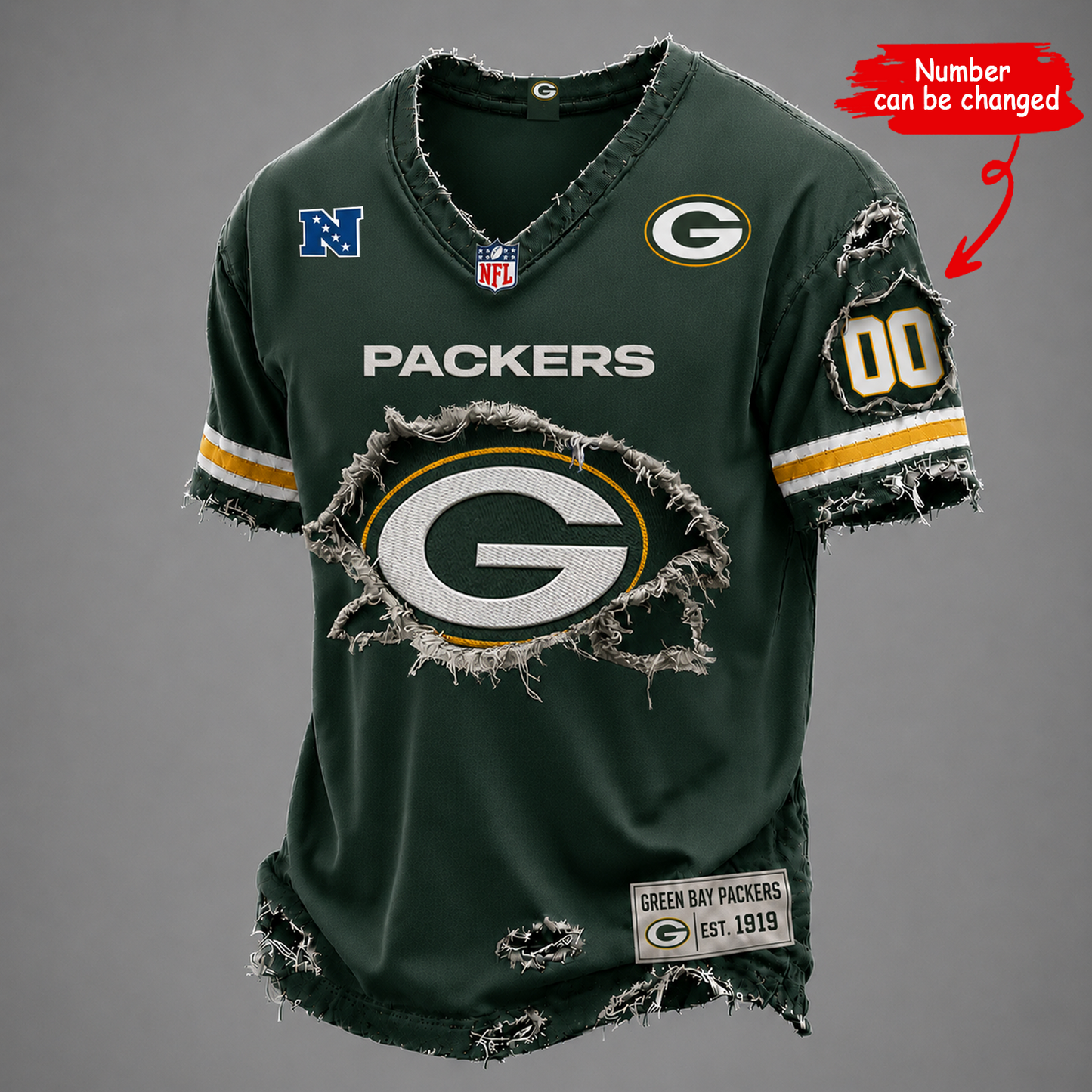 GB x NFL LUXURY V-Neck T-Shirt V2 1506