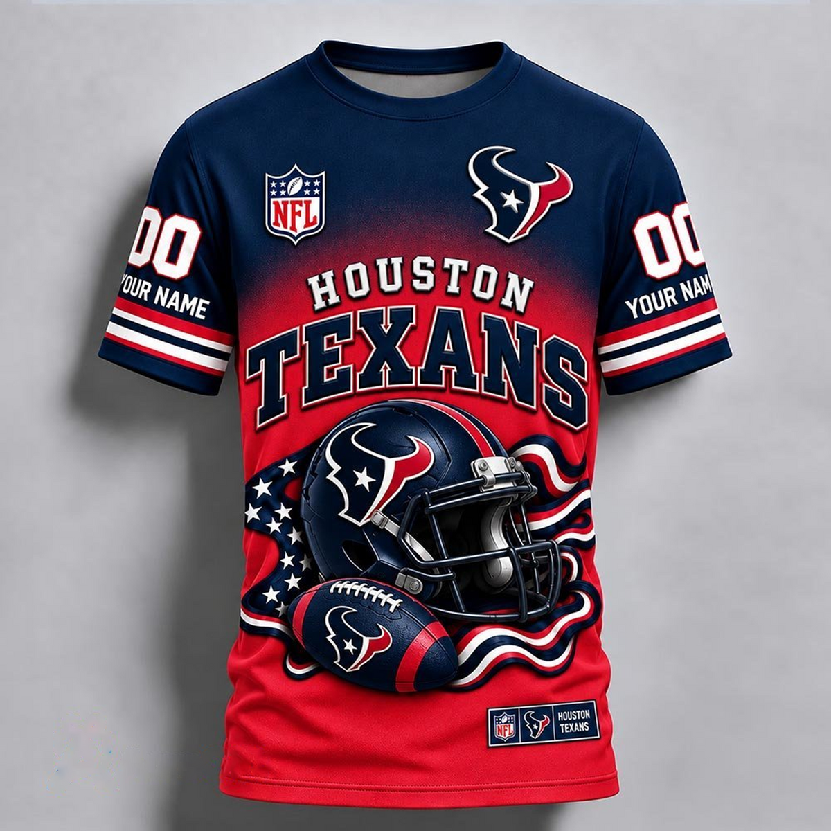 HOU x NFL 3D T-Shirt Custom