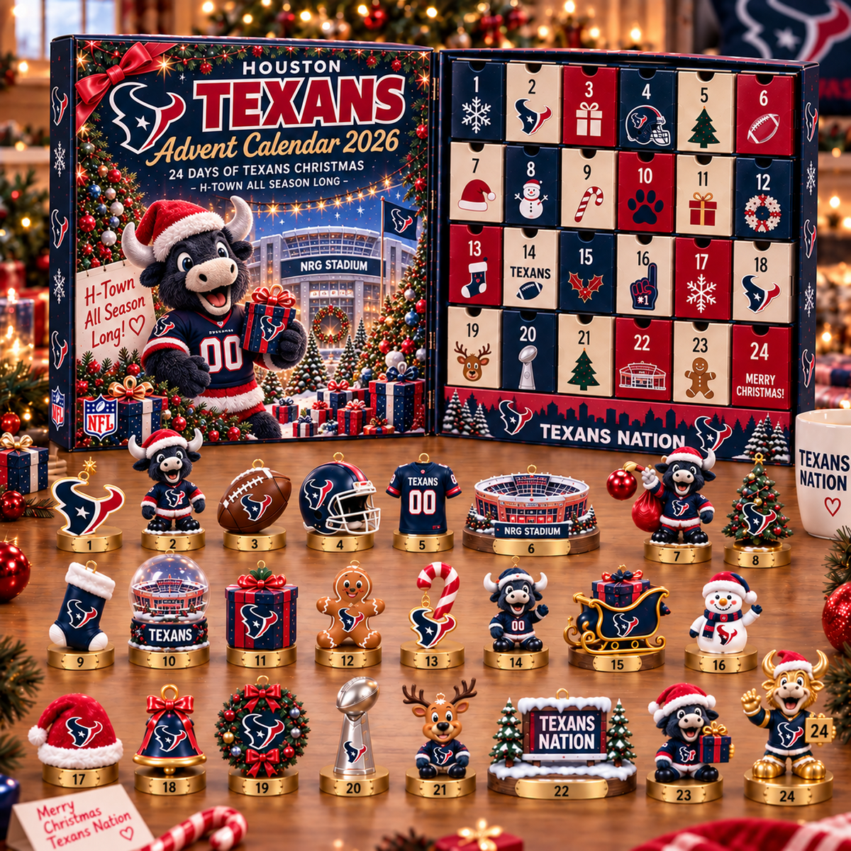 HOU x NFL Christmas Advent Calendar 2026 – 24 Days of NFL Mascot & Holiday Collectibles