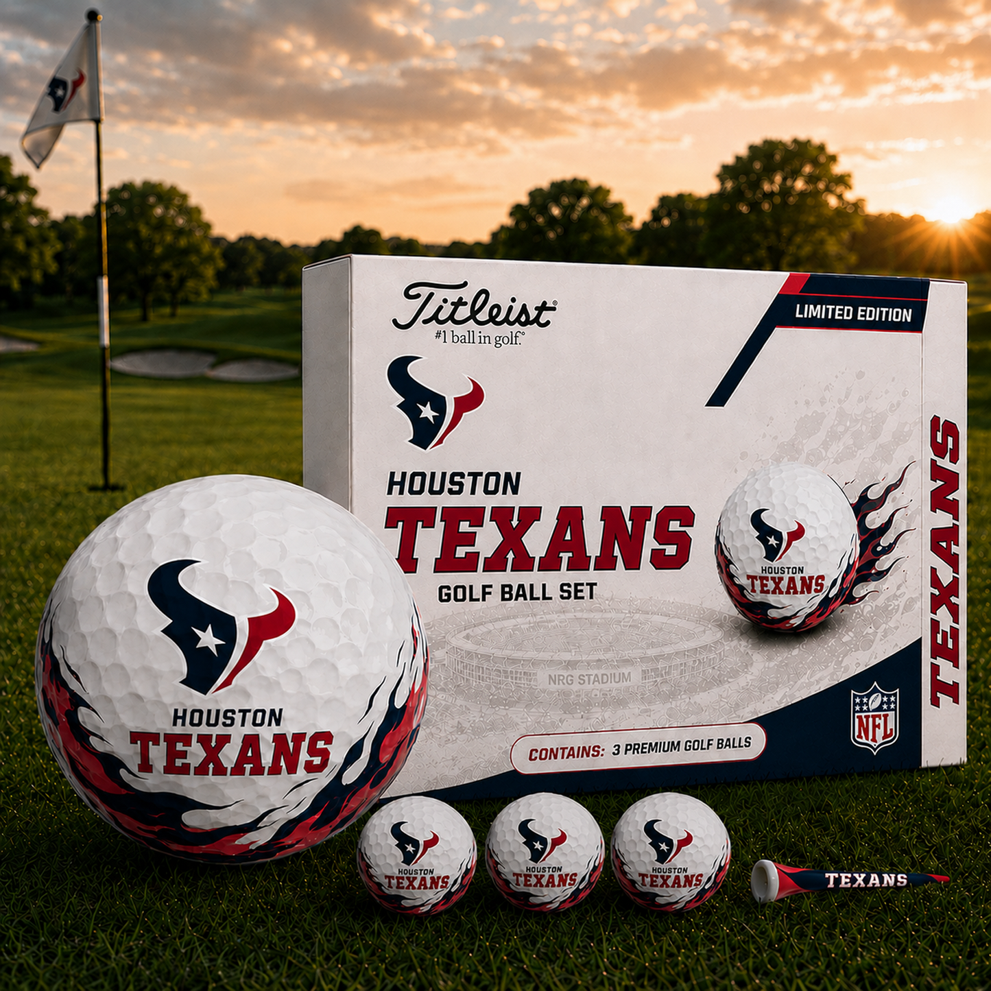 HOU x NFL Inspired Golf Ball Set – 3 Premium Golf Balls
