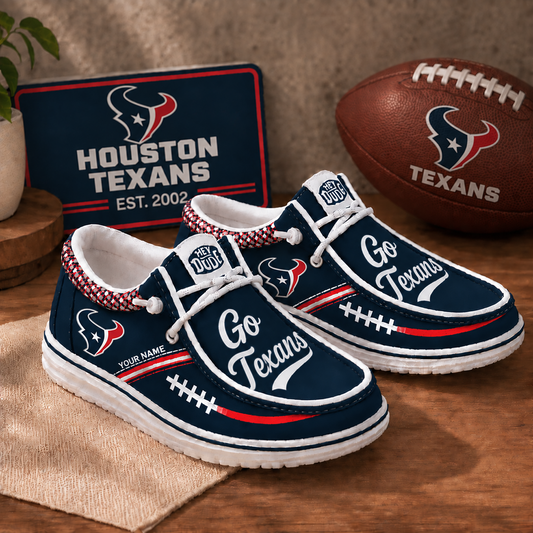 HOU x NFL Personalized New Style Hey Dude Shoes