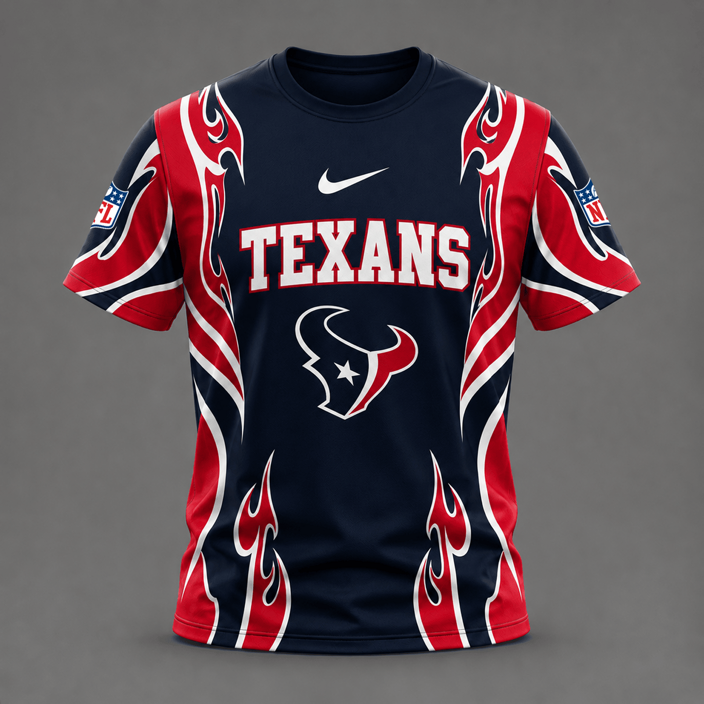 HOU x NFL Premium Football Flame Tribal All Over Print T-Shirt 2208