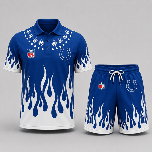 IND Premium NFL Flame Performance Polo Shirt & Shorts Set