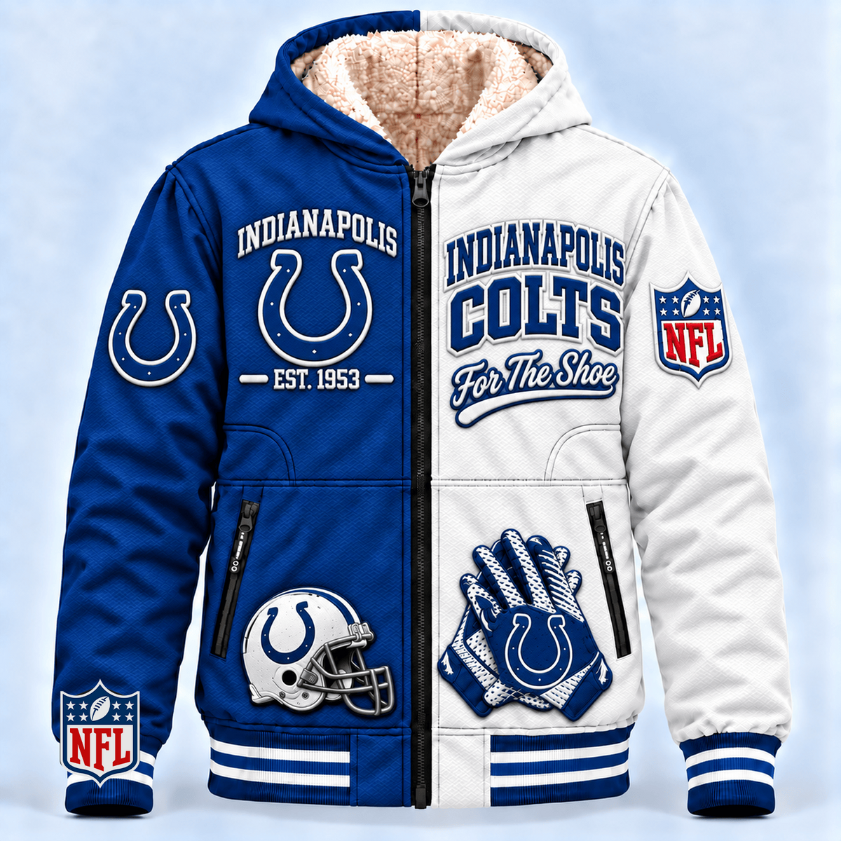 IND x NFL Hooded Varsity Bomber Jacket