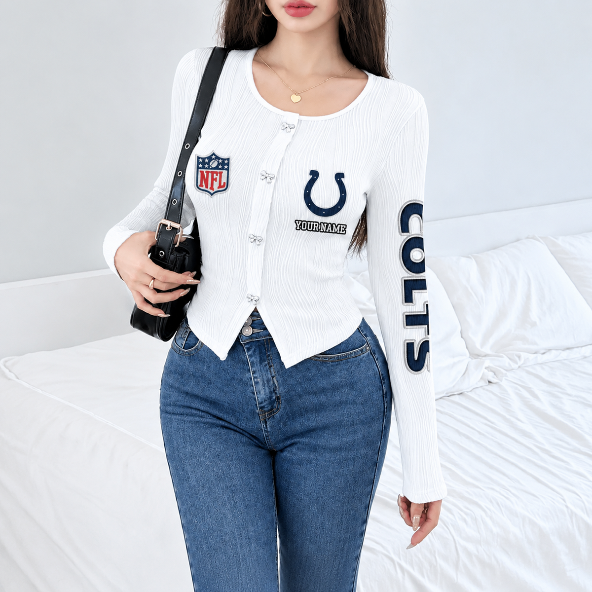 IND x NFL Women's Long Sleeve Button Front Cardigan
