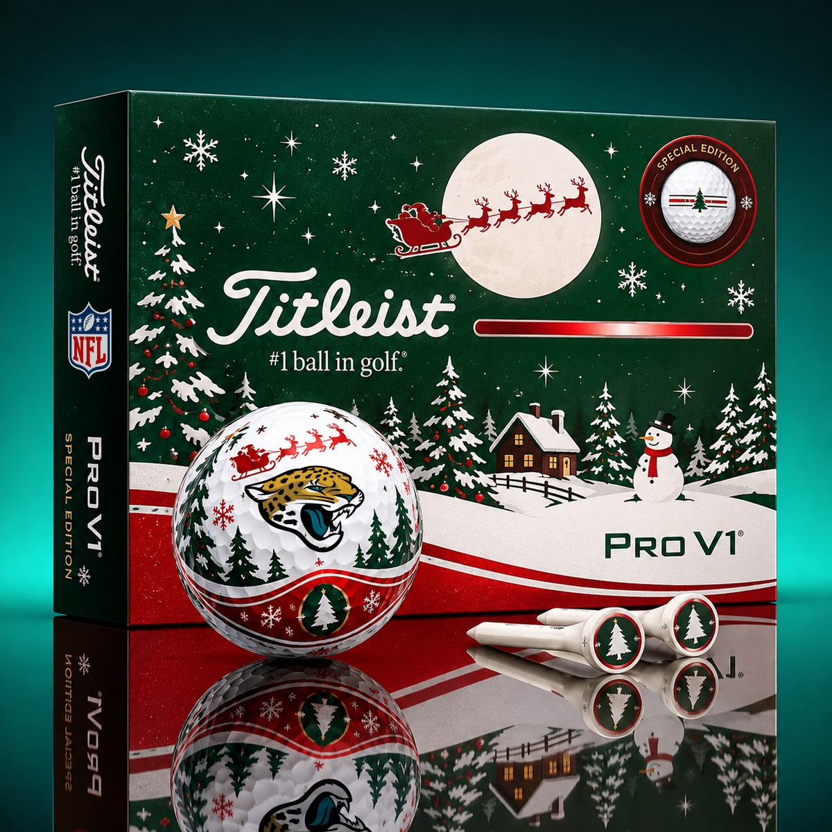 JAX x NFL PERSONALIZED GOLF BALL LIMITED EDITION CHRISTMAS V2