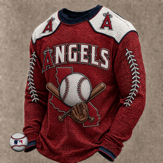 LAA x MLB Baseball Team Embroidered Crewneck Sweatshirt