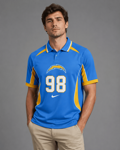 LAC Premium NFL Custom Number Sports Style Polo Shirt