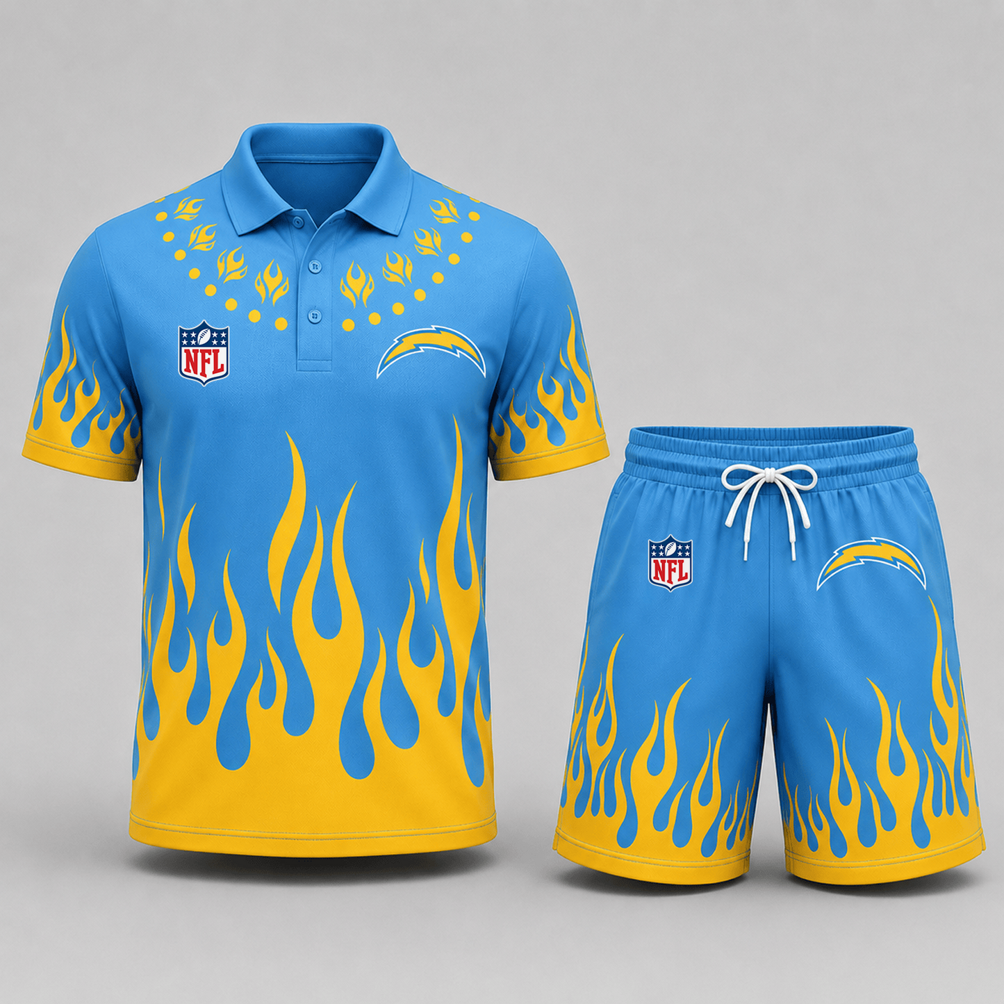 LAC Premium NFL Flame Performance Polo Shirt & Shorts Set