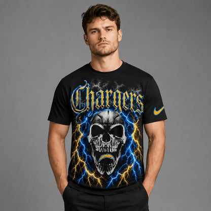 LAC Premium NFL Premium Skull Lightning Graphic T-Shirt