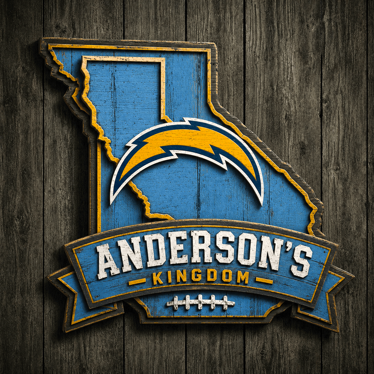 LAC x NFL Personalized Vintage Wooden Sign