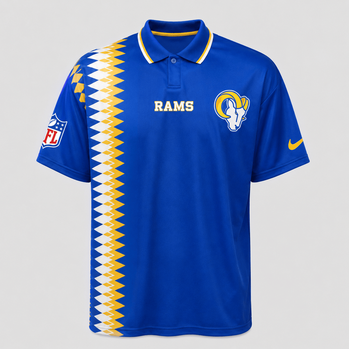 LAR Premium NFL Men’s Sporty Zigzag Stripe Polo Shirt