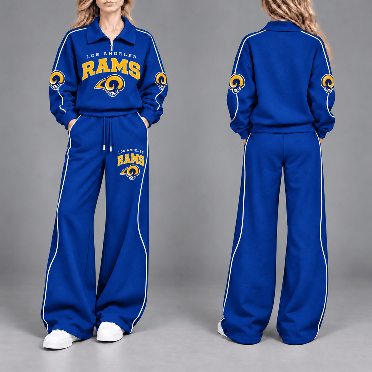 LAR Premium NFL Team Pride Contrast Piping Quarter-Zip + Pants