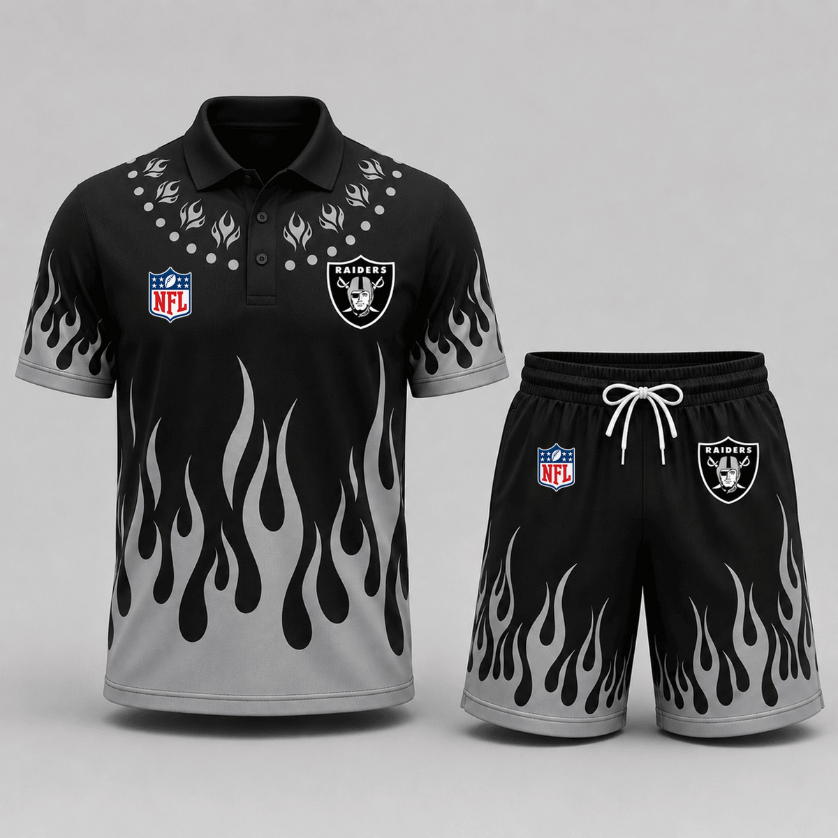 LV Premium NFL Flame Performance Polo Shirt & Shorts Set