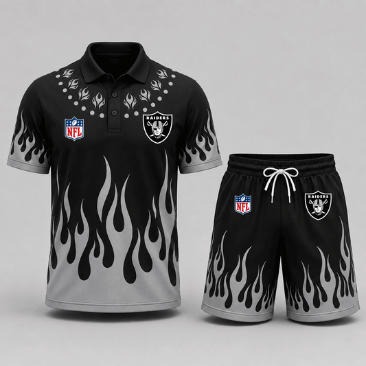 LV Premium NFL Flame Performance Polo Shirt & Shorts Set