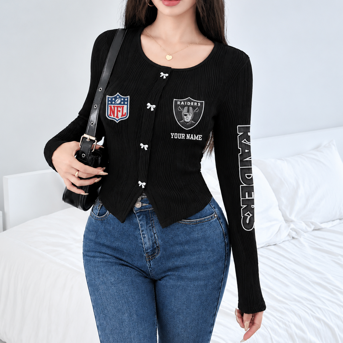 LV x NFL Women's Long Sleeve Button Front Cardigan