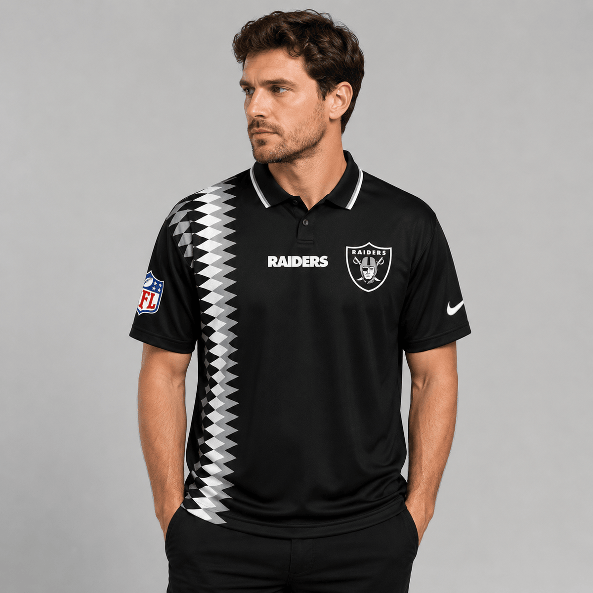 LVR Premium NFL Men’s Sporty Zigzag Stripe Polo Shirt
