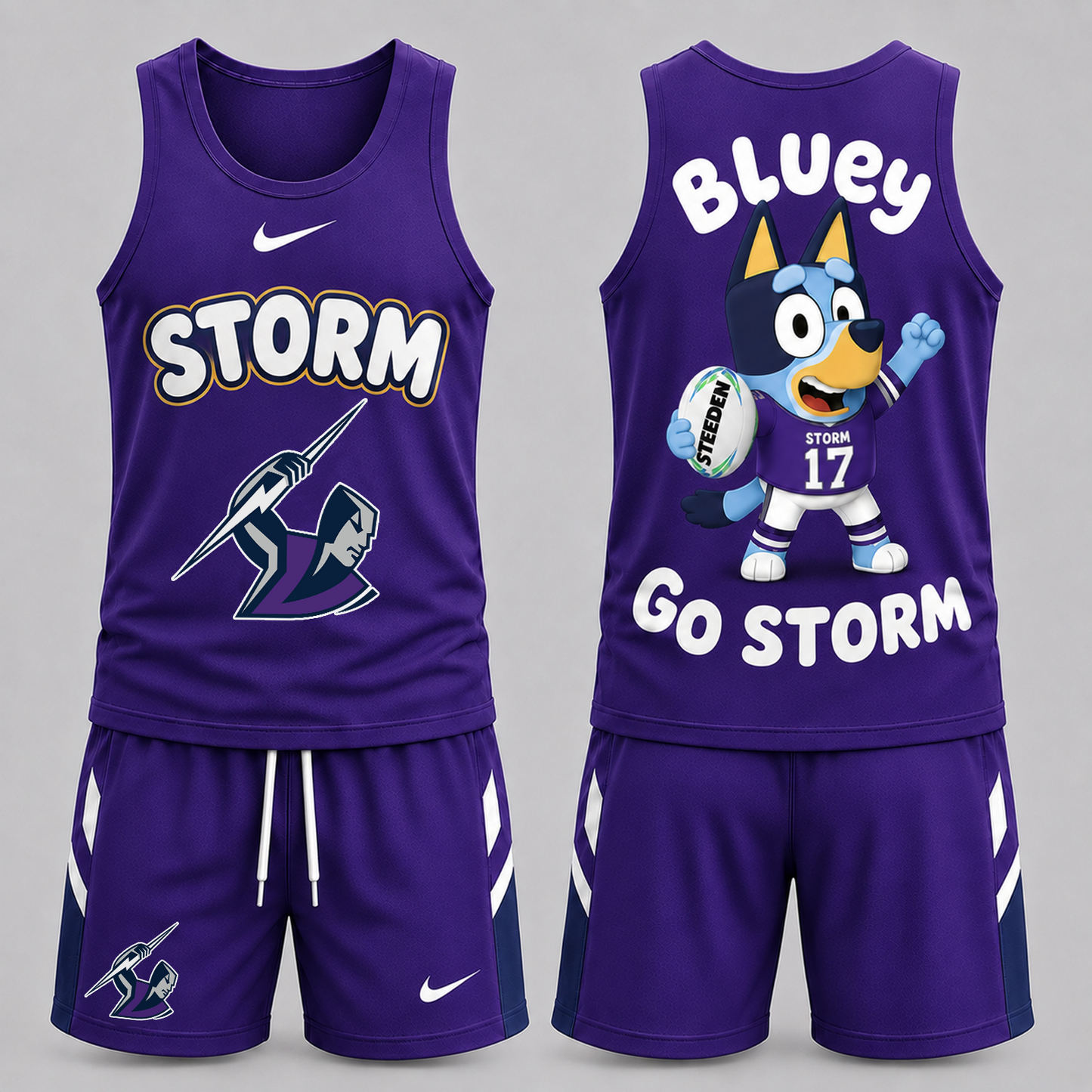 MEL Premium NRL Game Day Cartoon Character Sleeveless Tank Top & Shorts Set
