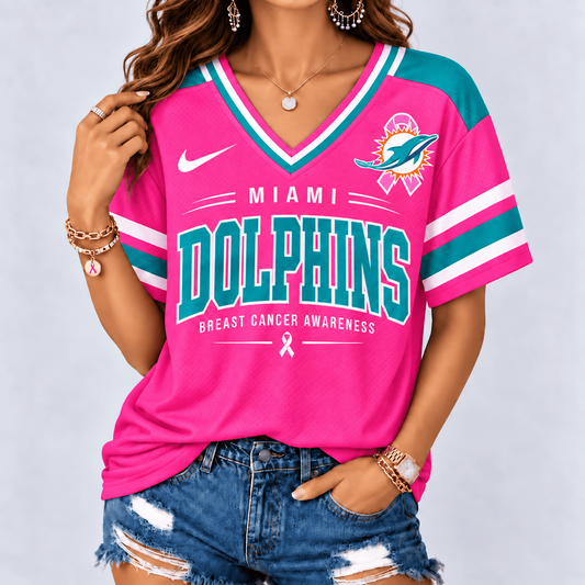MIA x NFL Pink Breast Cancer Awareness V-neck Shirt