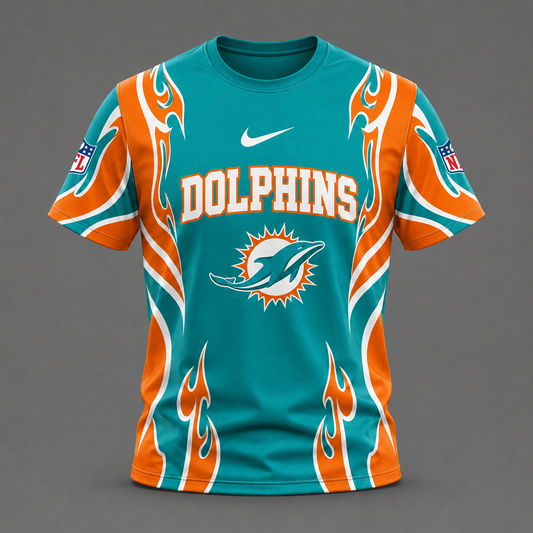 MIA x NFL Premium Football Flame Tribal All Over Print T-Shirt 2208