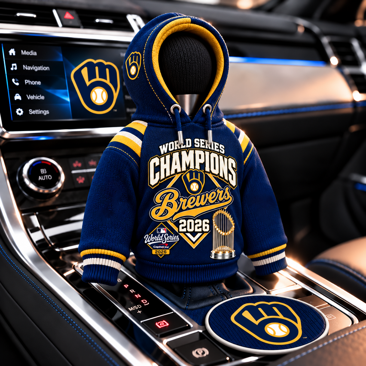 MIL x MLB Champions World Series 2026 Personalized Name Shift Knob Hoodie V5 3110