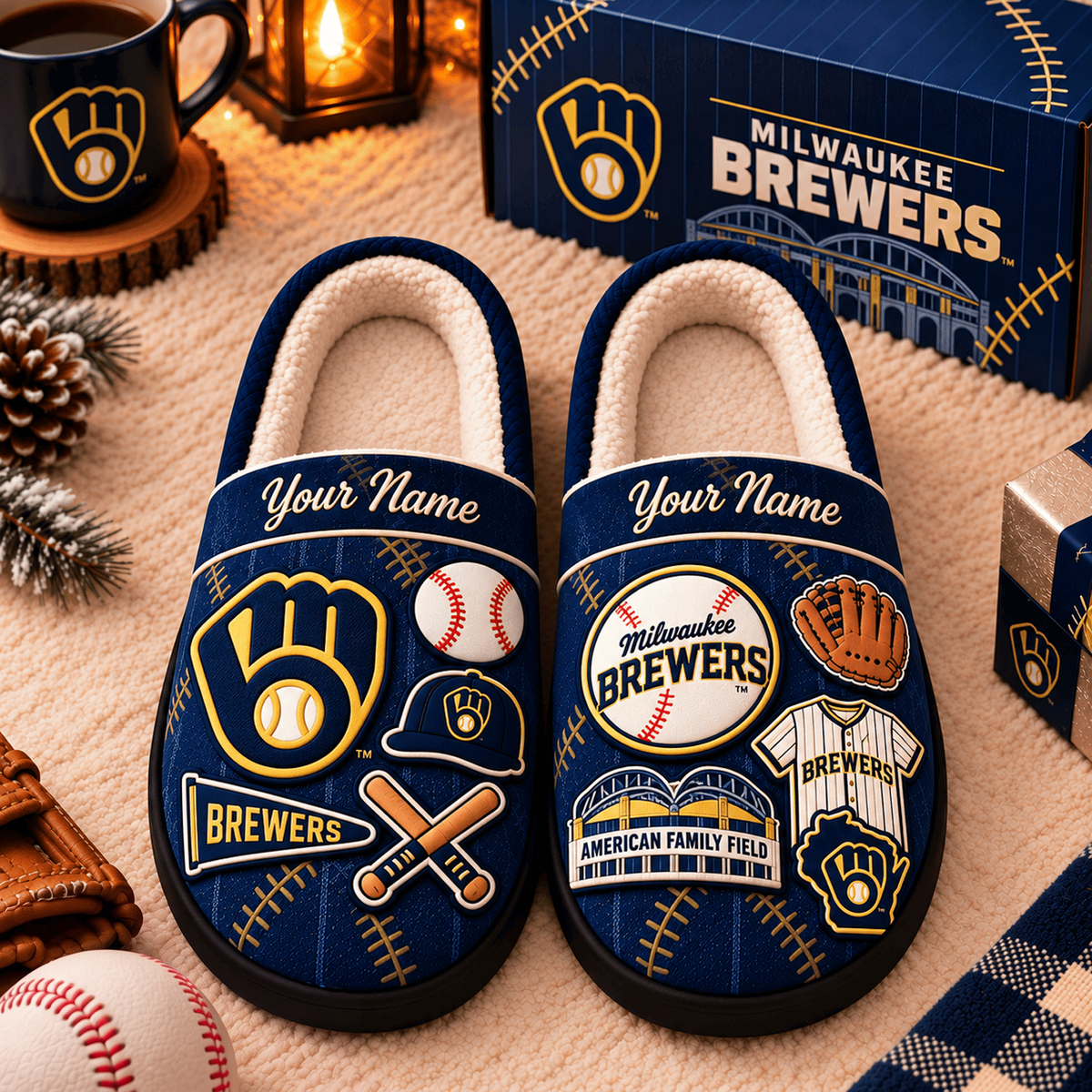 MIL x MLB Game Day Personalized Name Slipper