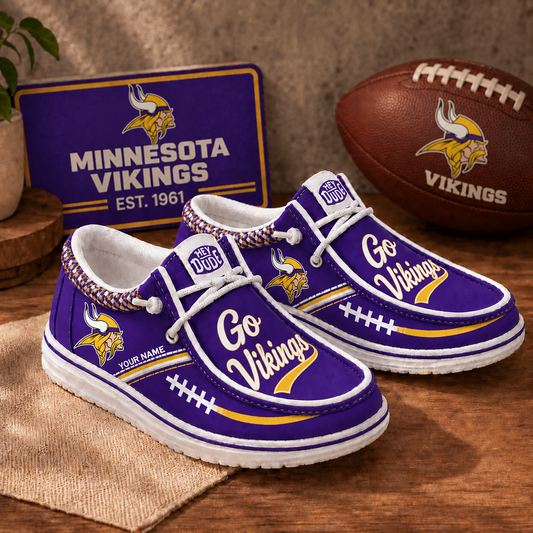 MIN x NFL Personalized New Style Hey Dude Shoes