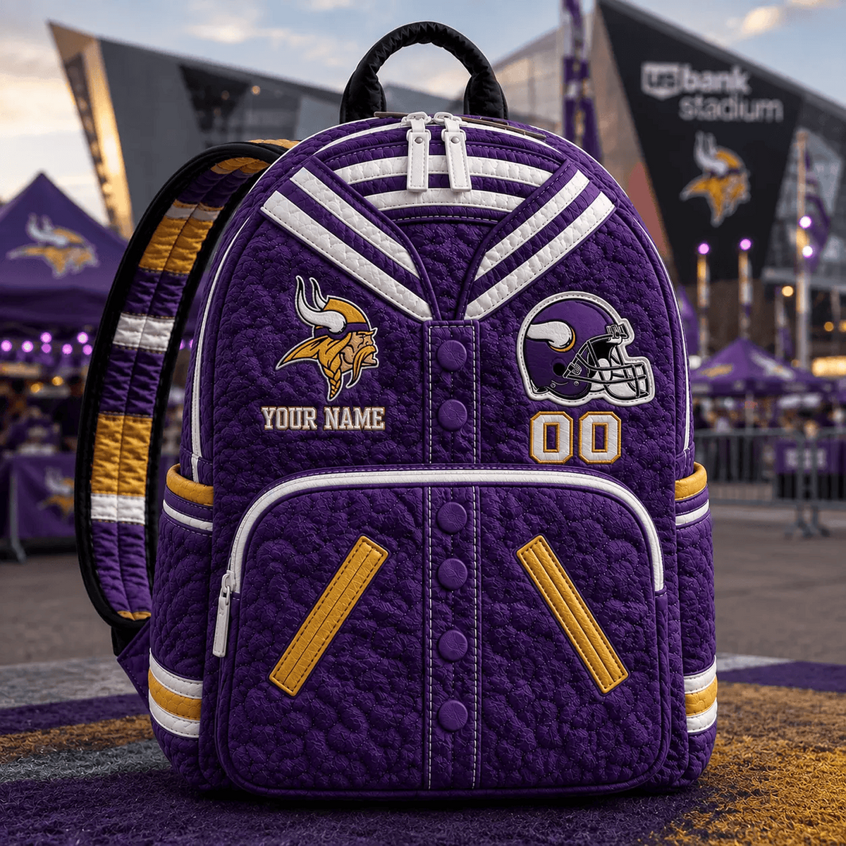 MIN x NFL Premium Varsity Quilted Backpack Personalized Gift For Fan - Limited Edition
