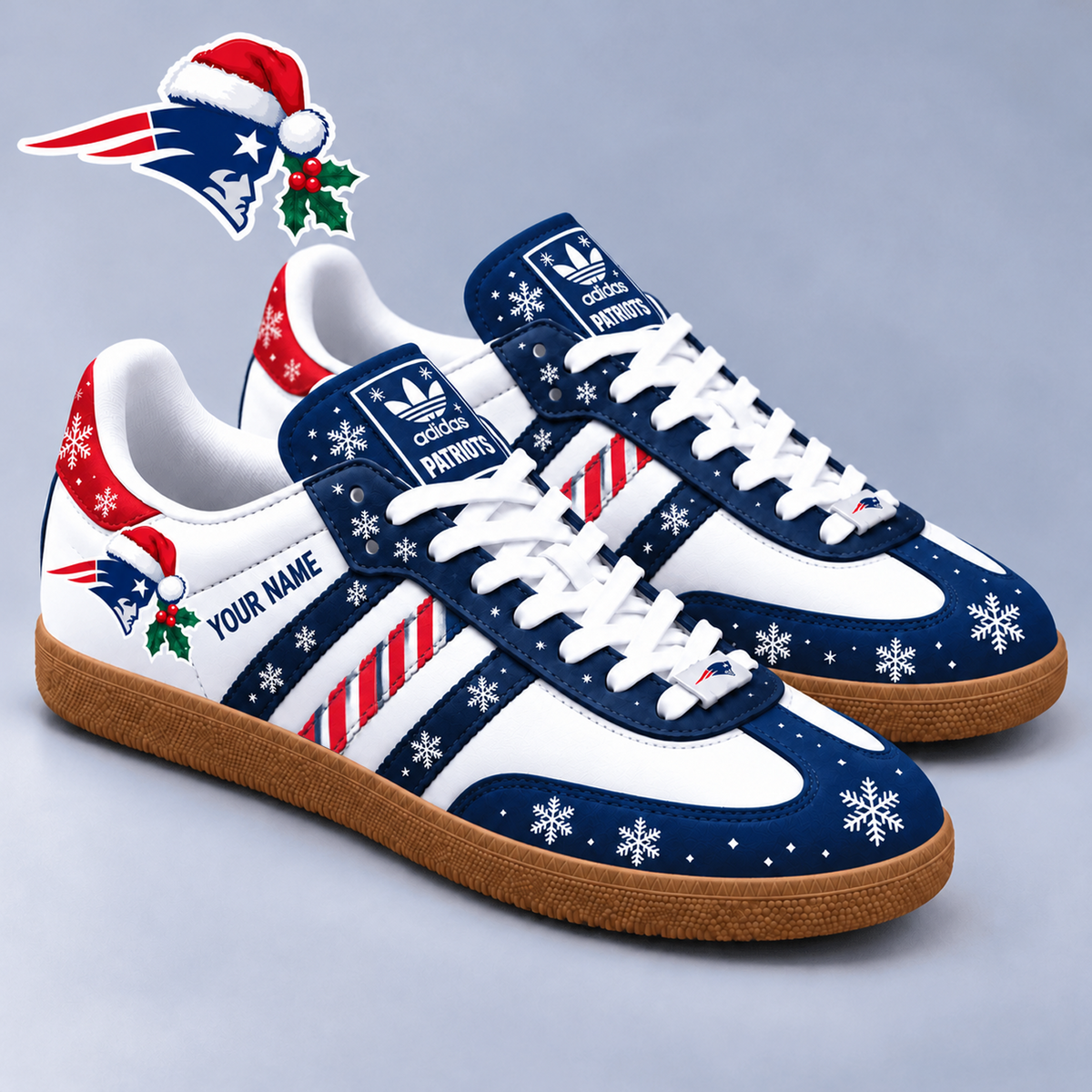 NE x NFL Christmas Personalized Name Samba Shoes