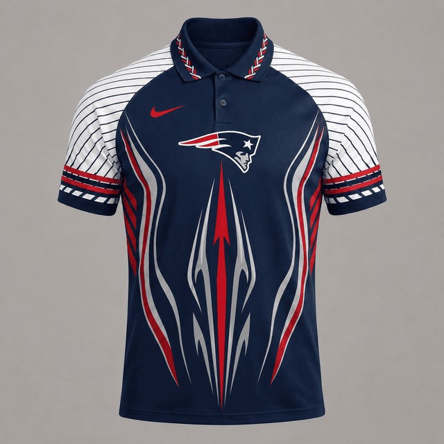NEP Premium NFL Flame Stripe Athletic Polo Shirt