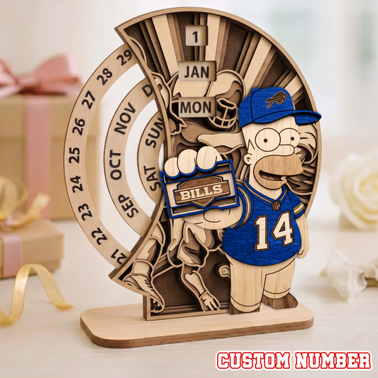 NFL x BUF Custom Number Wooden Perpetual Calendar