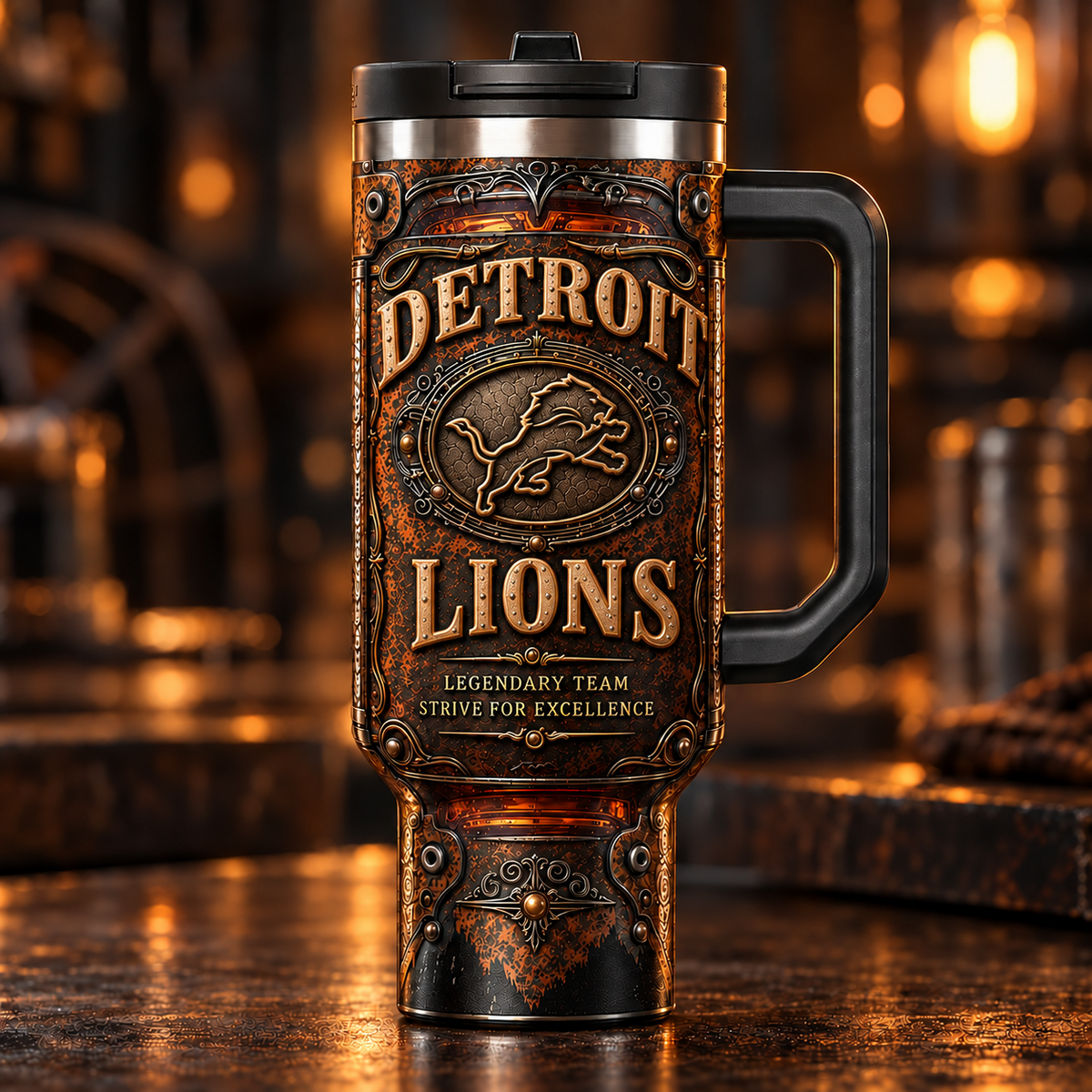 NFL x DET Premium Old 40oz Tumbler With Straw
