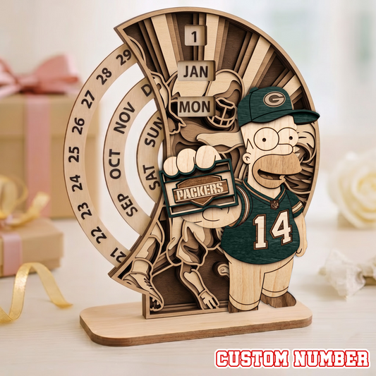 NFL x GB Custom Number Wooden Perpetual Calendar