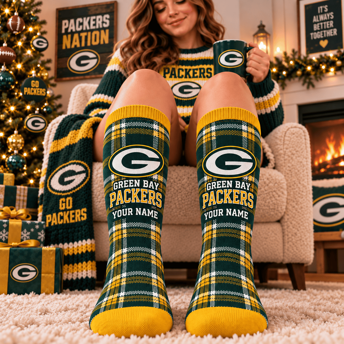NFL x GB Personalized Name New Socks