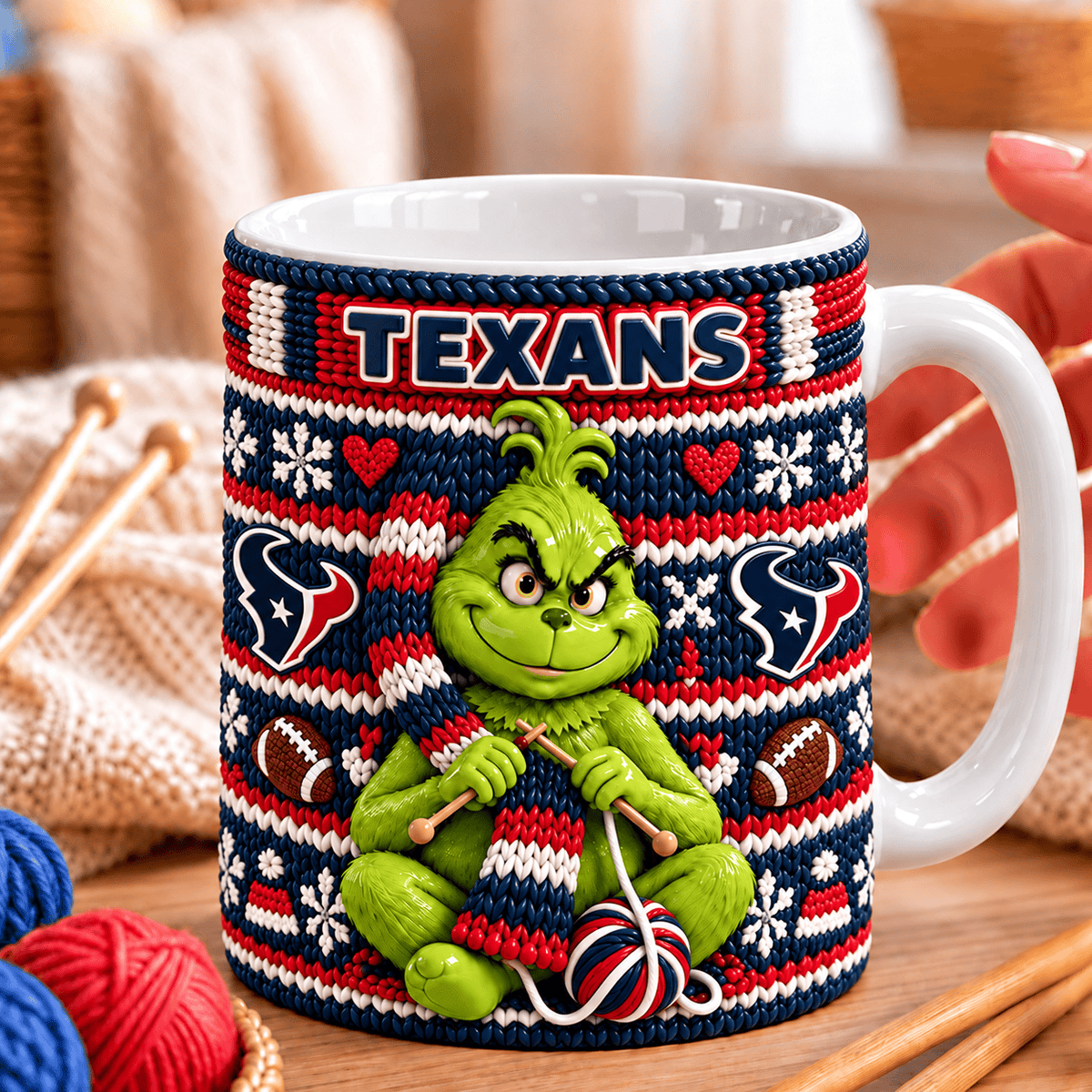 NFL x HOU Grinch Knitting Coffee Mug