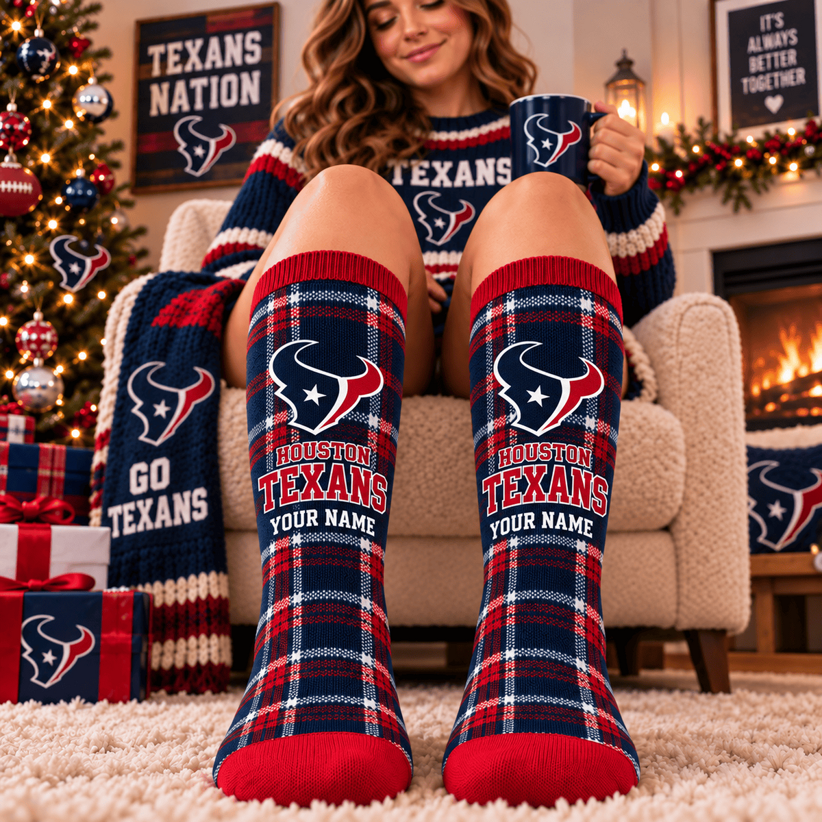 NFL x HOU Personalized Name New Socks