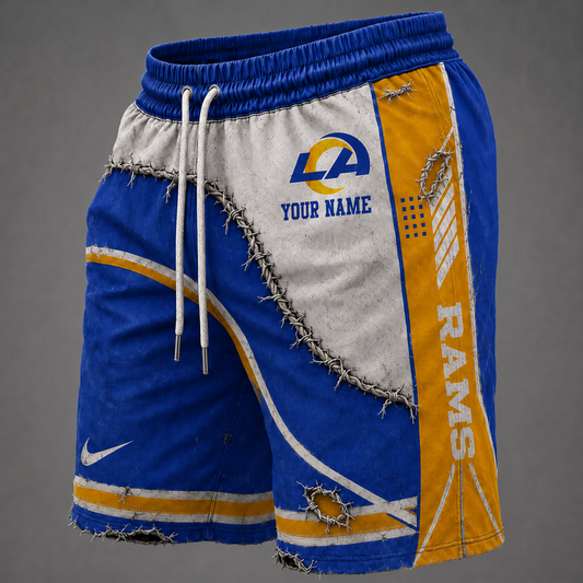 NFL x LAR Distressed Custom Name Shorts