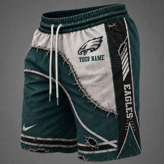 NFL x PHI Distressed Custom Name Shorts