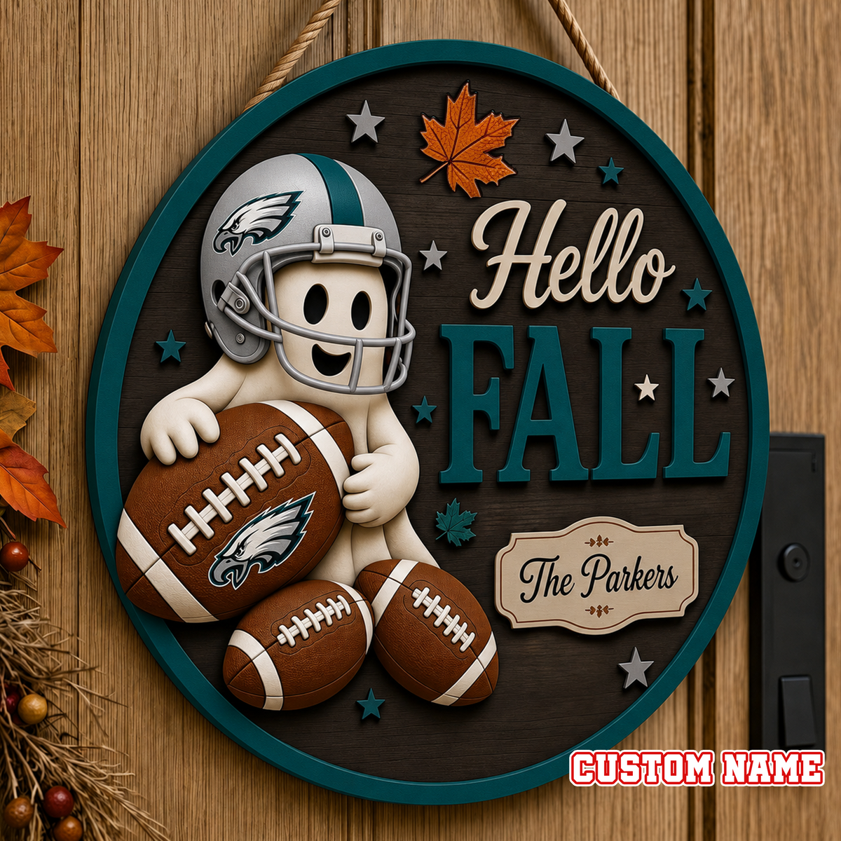NFL x PHI Hello Fall Custom Name Suncatcher