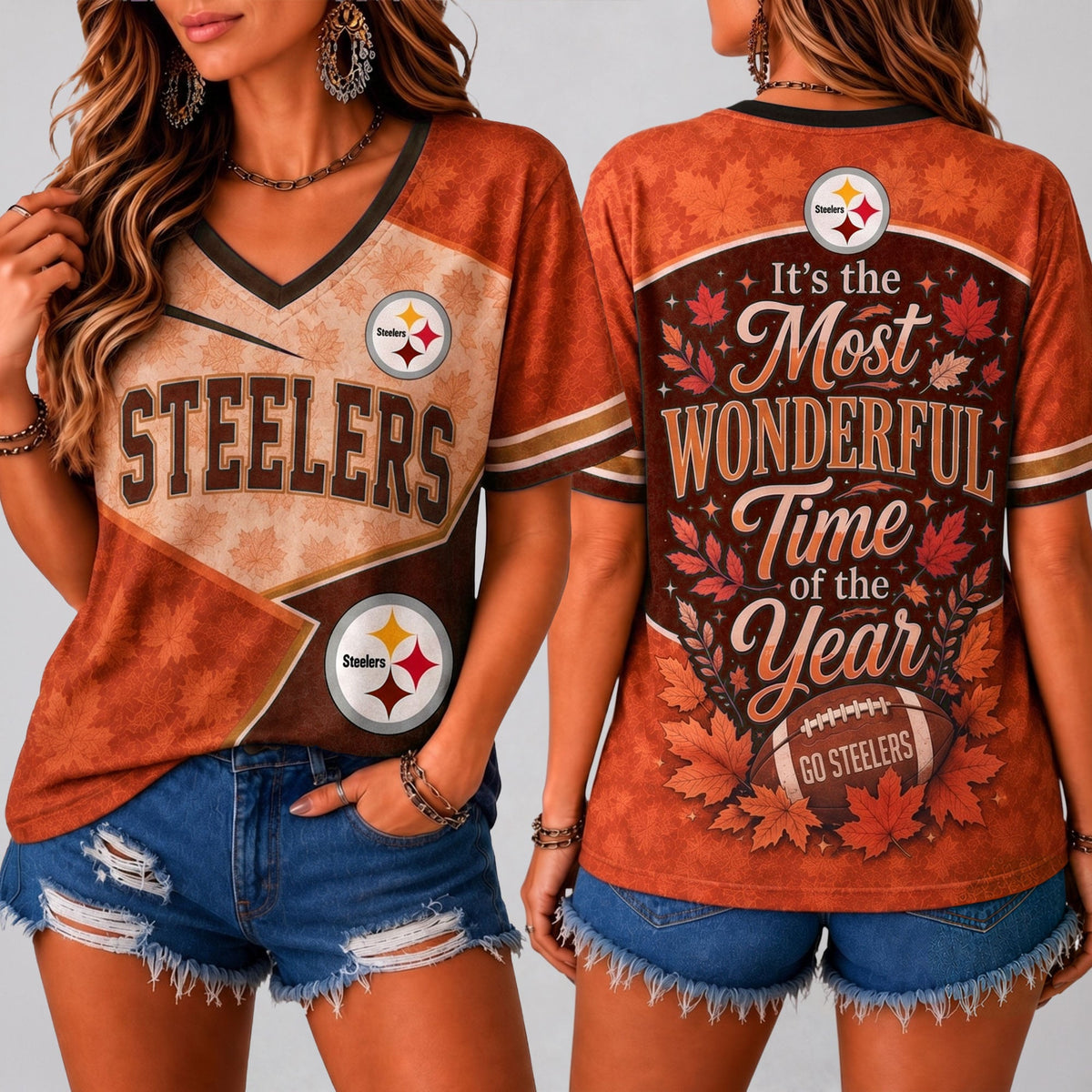 NFL x PIT Wonderful Time V-neck Shirt