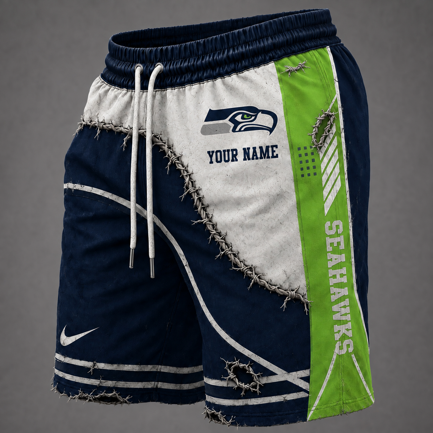 NFL x SEA Distressed Custom Name Shorts