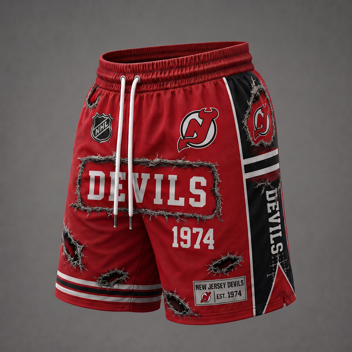 NHL x NJ Distressed Shorts