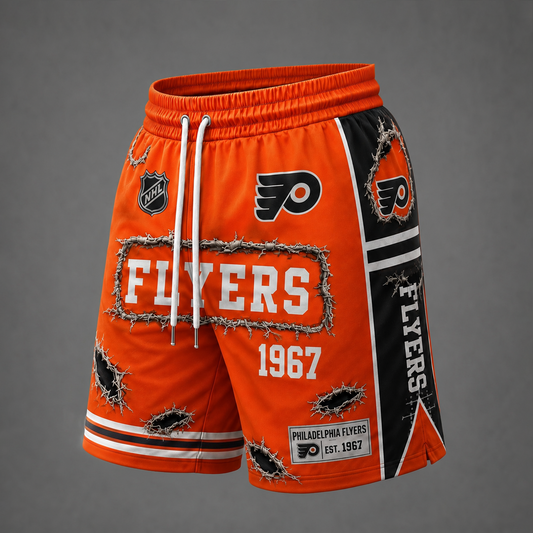 NHL x PHI Distressed Shorts