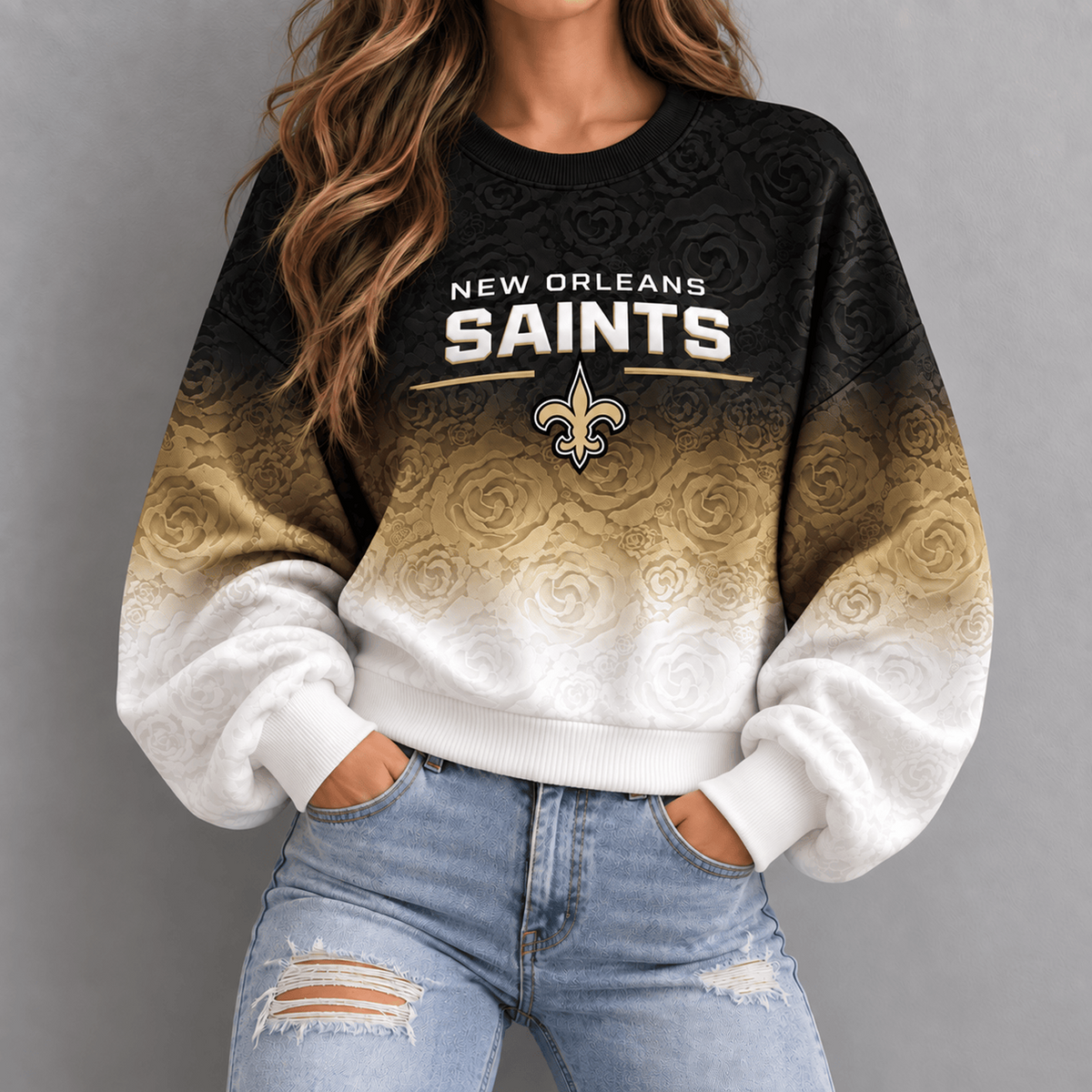 NO x NFL Embossed Rose Ombre Sweatshirt